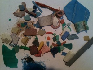 Plastic pollution found on the beach in Easter Island